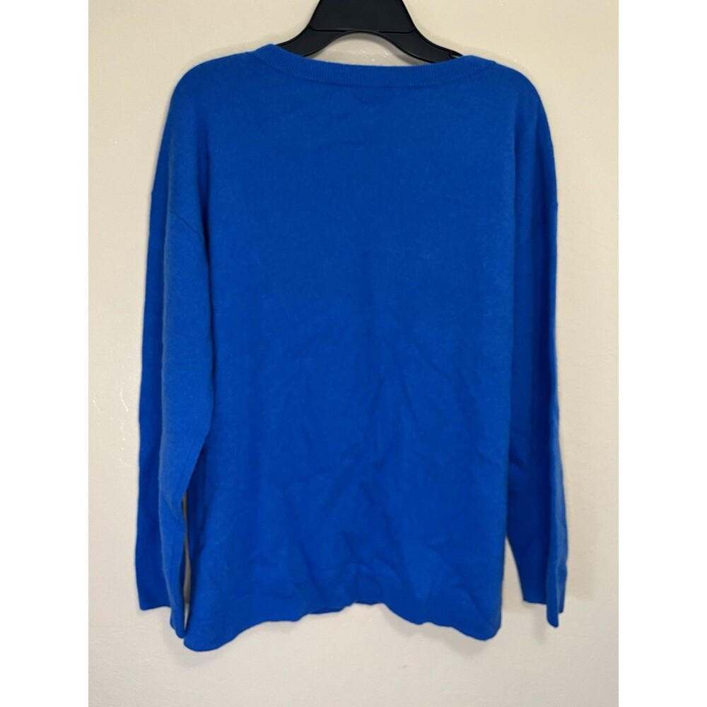 Talbots 100% Cashmere Sweater V-neck Long Sleeve Womens Size XL Blue - Picture 5 of 5